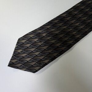 Joseph & Feiss International Mens Silk Tie Grey Abstract Wavy Pattern Hand Made‎